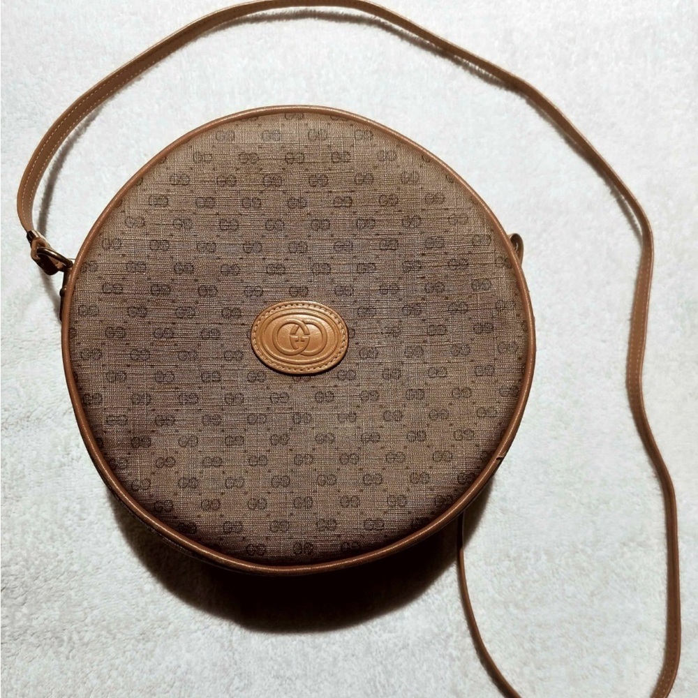 VINTAGE Gucci Micro GG Round Canteen Crossbody Bag (1970s)